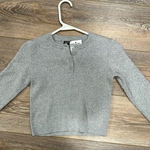 Brandy Melville Gray Long Sleeve Button Sweater